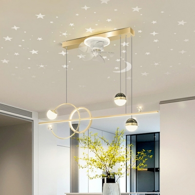 Contemporary Linear Spotlight Island Chandelier Lights Metal Ceiling Pendant Fan Light