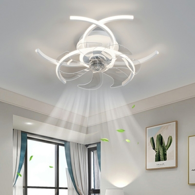 Contemporary Semi Flush Mount Light Metal Ceiling Mounted Fan Light