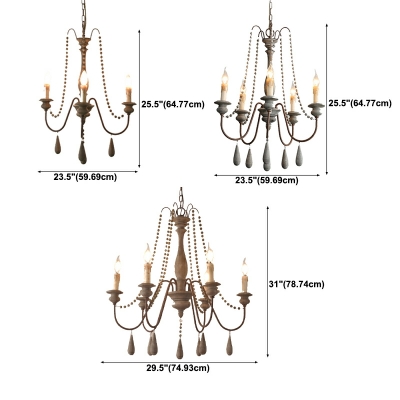 French  Style Chandelier Wooden Wrought Iron Chandelier
