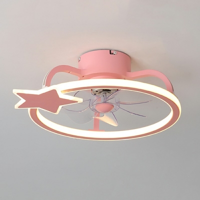 Kids Style Cartoon Ceiling Fans Acrylic Round Shape Ceiling Fans for Bedroom