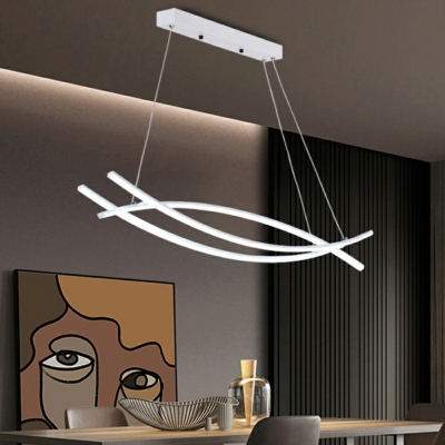 Linear Minimalism Island Lighting Fixtures Modern Flush Mount Chandelier for Dinning Room