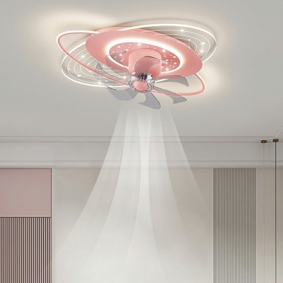Modern LED Cartoon Flushmount Fan Lighting Fixtures Children's Room Dining Room Flush Mount Fan Lighting