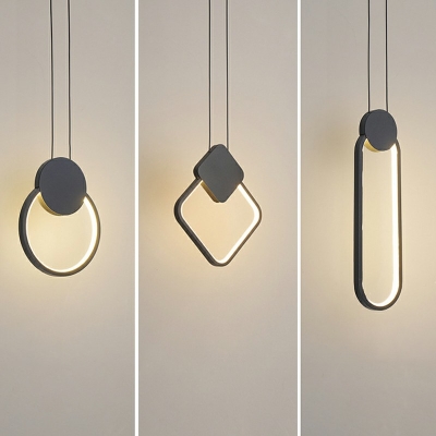 1-Light Hanging Ceiling Light Minimalism Style Geometric Shape Metal Pendant Lighting Fixtures
