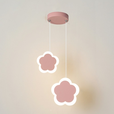 2-Light Pendant Light Fixtures LED Pink Hanging Pendant Lights for Child's Bedroom