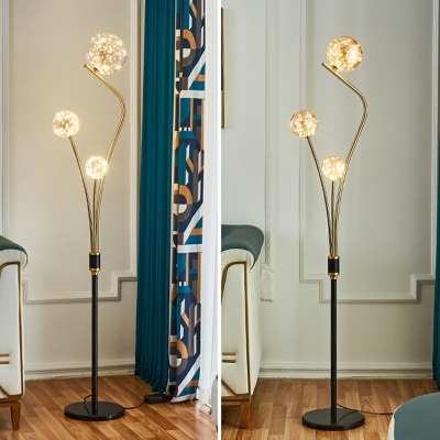 3-Light Floor Lights Contemporary Style Ball Shape Metal Standing Lamp