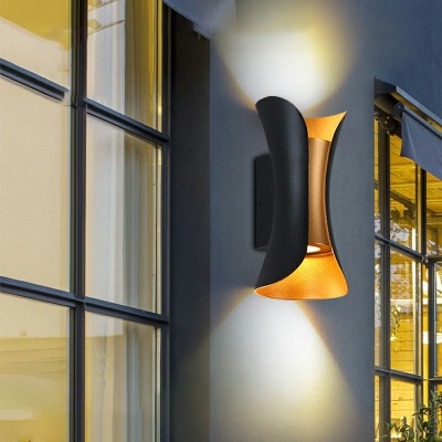Black Curved Wall Light Sconce Modern Style Metal 2 Lights Wall Sconce Lights