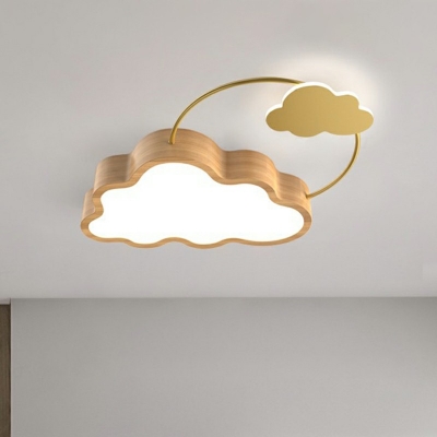 Cloud Flushmount Light Acrylic and Wood Flushmount Ceiling Lamp for Kid's Bedroom