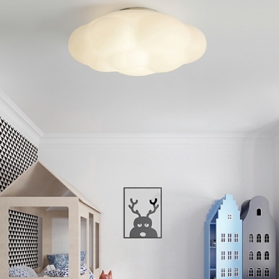 Contemporary Clound Round Flush Mount Light Fixtures Acrylic and Metal Led Flush Light