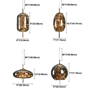 Cylindrical Hanging Lamp Kit Modern Style Glass 1-Light Pendant Lighting Fixtures in Grey