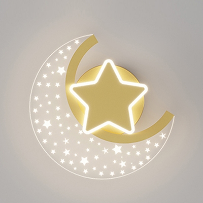 Moon and Star Wall Mounted Lighting LED with Acrylic Shade Wall Light Sconce