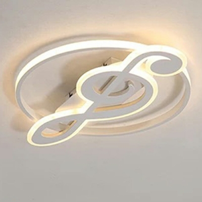 Music Note Shape Flushmount Light Acrylic Children Bedroom Flushmount Ceiling Lamp