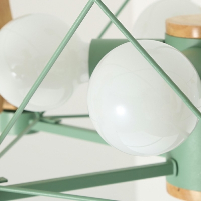 Orb Chandelier Light Modern Style Glass 5-Lights Chandelier Light Fixture in Green