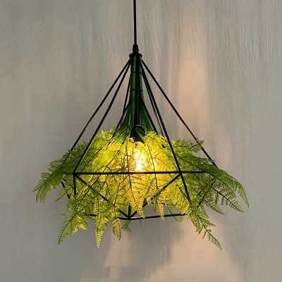 Postmodern Industrial Style Chandelier Simple Iron Pendant Light for Dining Room with Plants