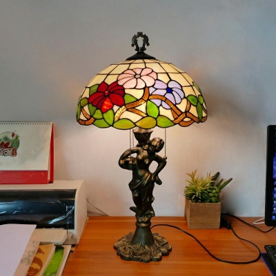 Tiffany Stained Glass Table Lamp Mediterranean Vintage Table Lamp for Reading Room