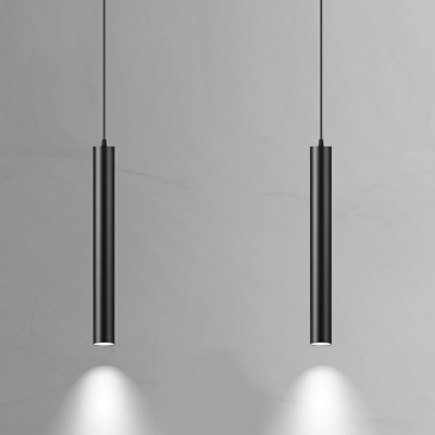 Tubular Pendant Light Fixtures Modern Style Aluninum 1-Light Down Lights in Black