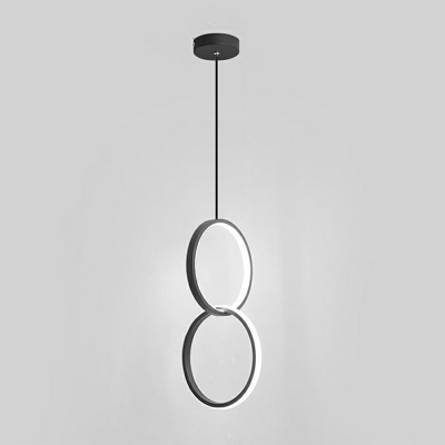 2-Light Hanging Chandelier Minimalism Style Circle Shape Metal Pendant Light Kit