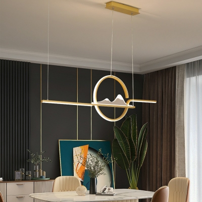 2-Light Island Pendants Contemporary Style Linear Shape Metal Chandelier Lighting