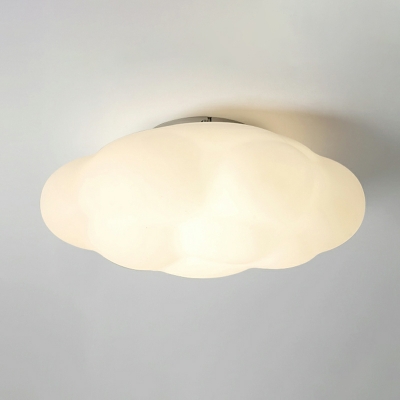 Contemporary Clound Round Flush Mount Light Fixtures Acrylic and Metal Led Flush Light