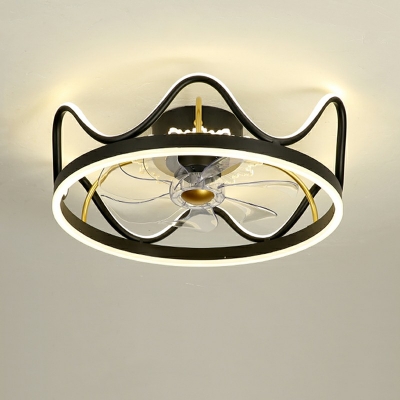 Contemporary Crown Flush Mount Ceiling Light Fixtures Acrylic Ceiling Mounted Fan Light