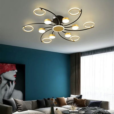 Flush Light Contemporary Style Metal Flush-Mount Light for Living Room