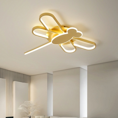 Kids Style Dragonfly Shape Flush Ceiling Light LED Acrylic Flush Mount Lamp