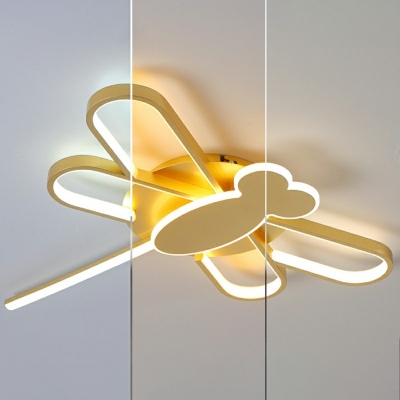 Kids Style Dragonfly Shape Flush Ceiling Light LED Acrylic Flush Mount Lamp