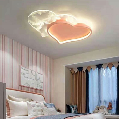Kids Style Loving Heart Shape Flush Mount Lighting Acrylic Ceiling Mounted Fixture