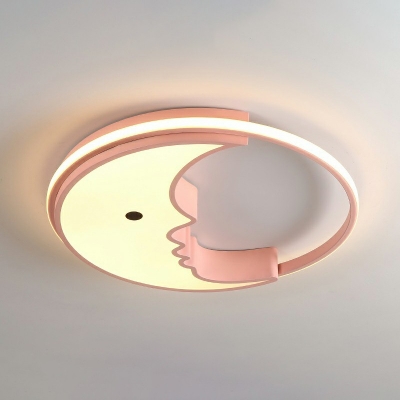 Kids Style Moon Baby Shaped LED Ceiling Lamp Acrylic Bedroom Flush Mount