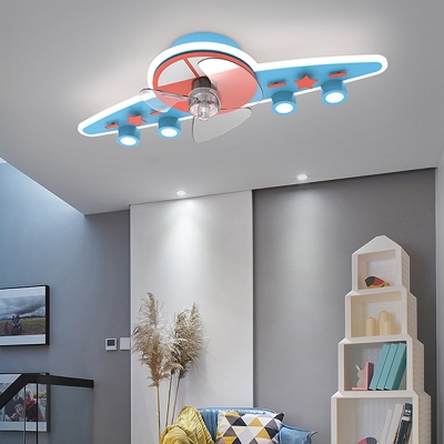 LED Cartoon Flushmount Fan Lighting Fixtures Children's Room Dining Room Flush Mount Fan Lighting