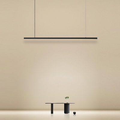 Linear Black Island Lighting Fixtures Modern Minimalism Hanging Island Lights for Dinning Room