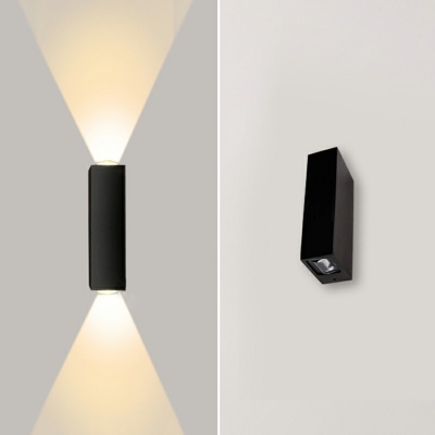 Modern Style Rectangular Wall Light Fixtures Metal 2-Lights Wall Light Sconce in Black