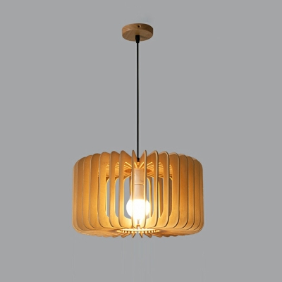 Orange Dome Hanging Lamp Kit Modern Style Wood 1 Light Pendant Lamp