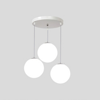 1 Light Contemporary Pendant Lighting White Glass Hanging Lamp for Dining Room