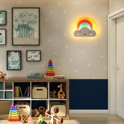 Acrylic Shade Wall Mounted Lighting in Grey LED Wall Light Sconce for Kid's Bedroom