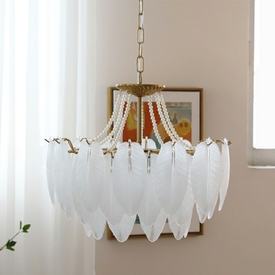 American Style Feather Chandelier Glass Wrought Copper Chandelier