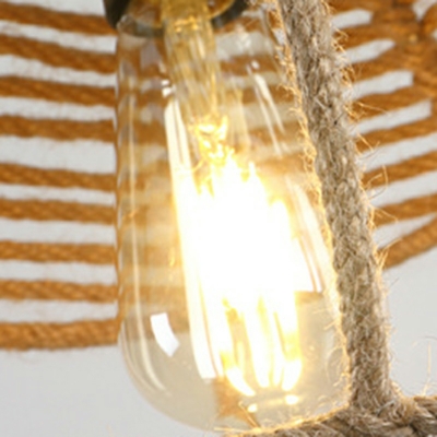 Bowl Hanging Lamp Kit Industrial Style Rope 1-Light Pendant Lighting Fixtures in Brown