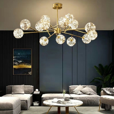 Bubble Chandelier Pendant Light Modern Style Glass 16-Lights Chandelier Lighting Fixtures in Gold