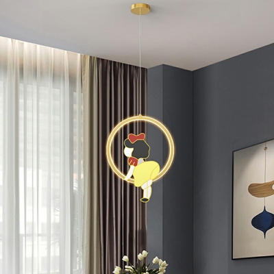 Girl's Bedroom Pendant Lighting with Acrylic Shade LED Hanging Pendant Light