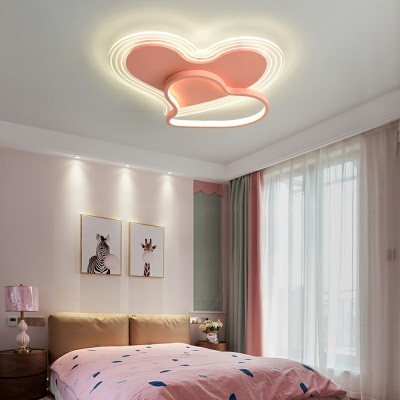 Kids Style Loving Heart Shape Flush Mount Lighting Acrylic Ceiling Mounted Fixture