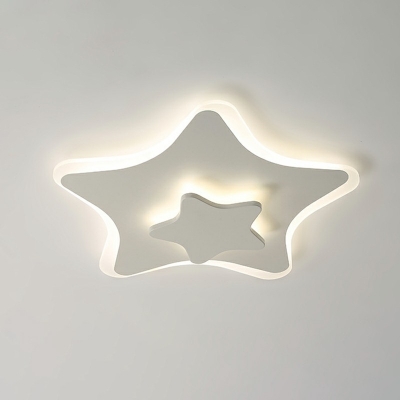 Kids Style White Creative Geometry Shape Flush Ceiling Light LED Metallic Flush Mount Lamp