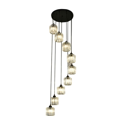 Modern 6/9 Light Crystal Hanging Light Fixtures Light Luxury Hanging Ceiling Lights for Stairway