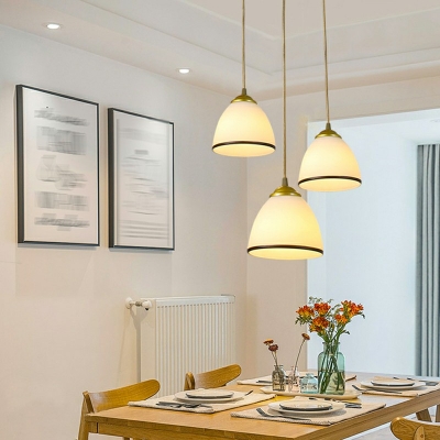 Modern Flower Shape Hanging Light Fixtures 3 Head Glass Restaurant Hanging Ceiling Lights in Gold
