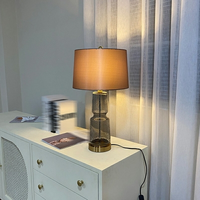 Modern Minimalist Style Glass Table Lamp Wrought Iron Desk Lamp for Living Room and Study Room
