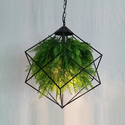 Postmodern Industrial Style Chandelier Simple Iron Pendant Light for Dining Room with Plants