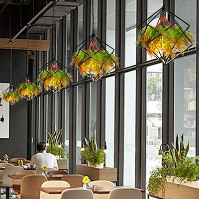 Postmodern Industrial Style Pendant Chandelier Simple Iron Pendant Light for Dining Room with Plants