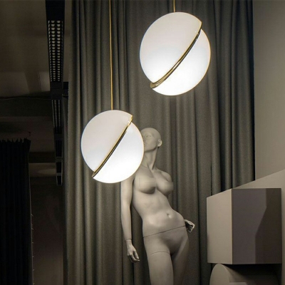 1 Light Glass Modern Hanging Light Fixtures Minimalism Down Lighting for Dinning Room