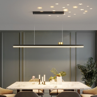 2-Light Island Lighting Contemporary Style Linear Shape Metal Ceiling Lights