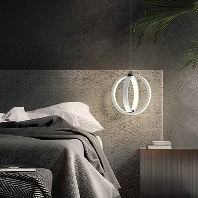 2-Light Hanging Chandelier Contemporary Style Ring Shape Metal Pendant Light Kit