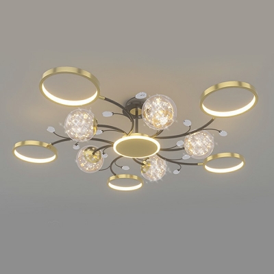 Circle Ring Flush Mount Lamp Industrial Style Metal 12-Lights Flush Light Fixtures in Gold