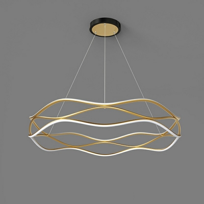 Contemporary Gold Chandelier Twist Rubber Chandelier Light for Living Room